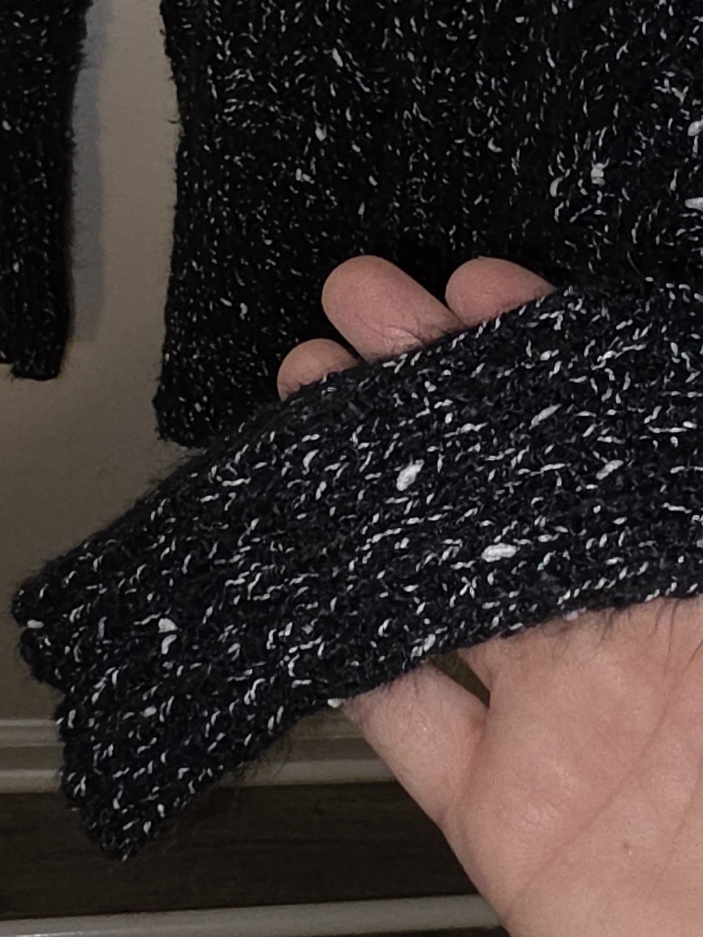 Altar'd State Black & White Marled V-Neck Sweater - Picture 3 of 4